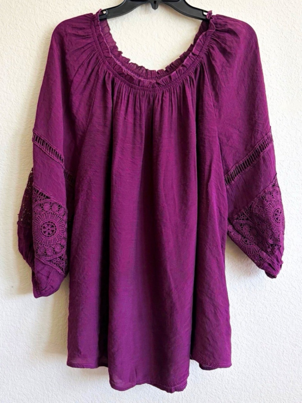 Dressbarn Womens Size 22/24W Blouse Top 3/4 Sleeve Dark Purple Plum